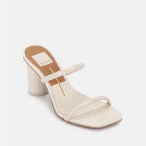 Dolce Vita Noles Ivory Patent Croc Heels